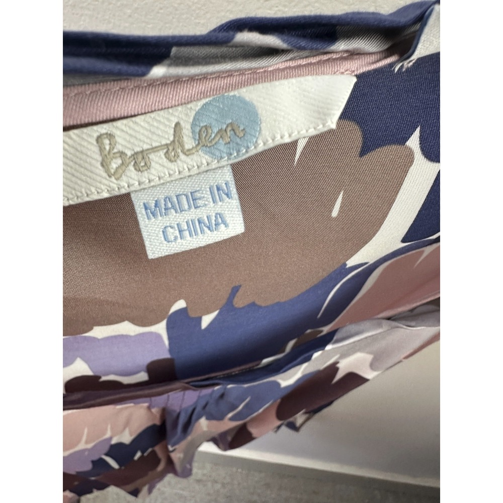 Boden Silk Blend Abstract Brushstroke Print Pleated Cap Sleeve Top Womens US 4 - Picture 7 of 12
